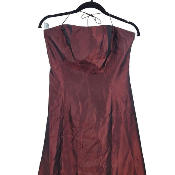 Vintage 90's Cache Gown 6 Oxblood Maroon Halter Backless Knotted Waist Aline USA - Picture 12 of 17